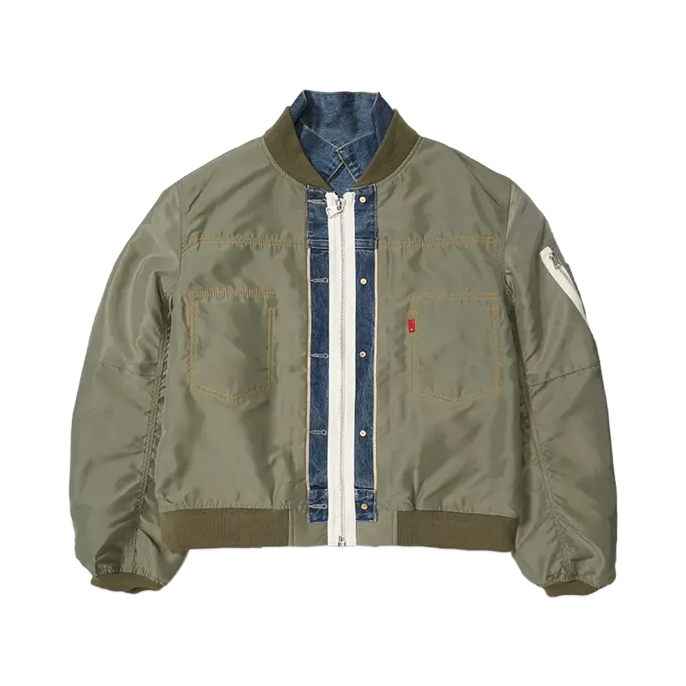 sacai x Levi's Men's Denim x Nylon Twill Reversible Blouson "Blue/Khaki" 25-03707M
