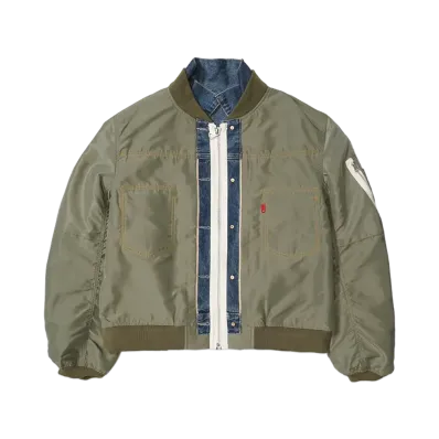 sacai x Levi's Men's Denim x Nylon Twill Reversible Blouson "Blue/Khaki" 25-03707M