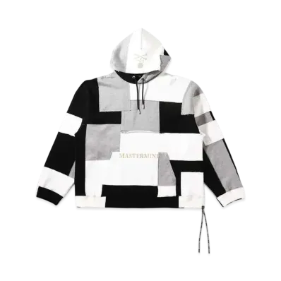 mastermind WORLD Boxy Patchworked Hoodie "Black Base"