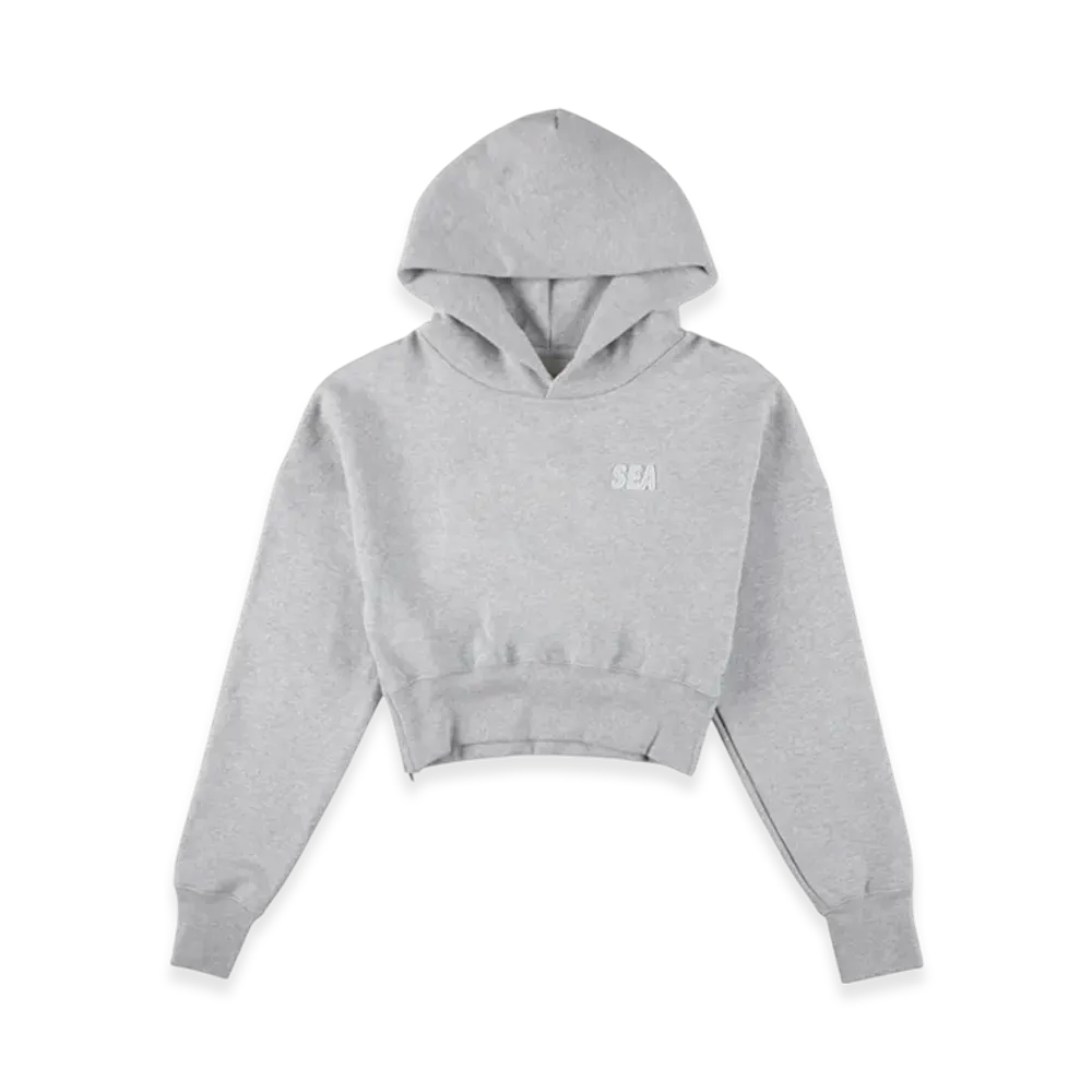 WIND AND SEA Cozy Cropped Hooded Sweatshirt(Ladies) "Heather Gray"