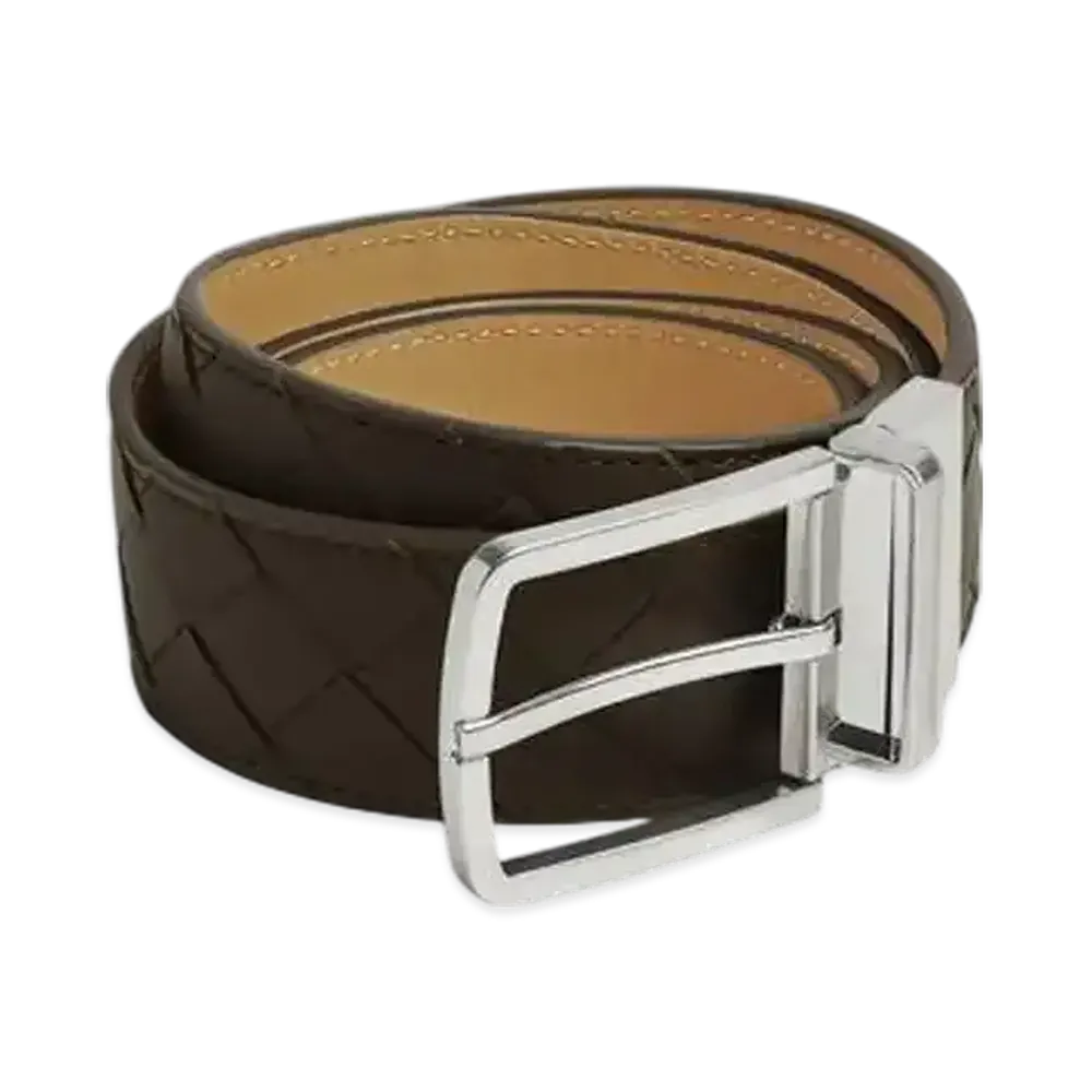 Bottega Veneta Intrecciato Reversible Belt "Khaki/Dark Praline"