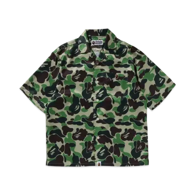 A BATHING APE Abc Camo Open Collar Shirt "Green"
