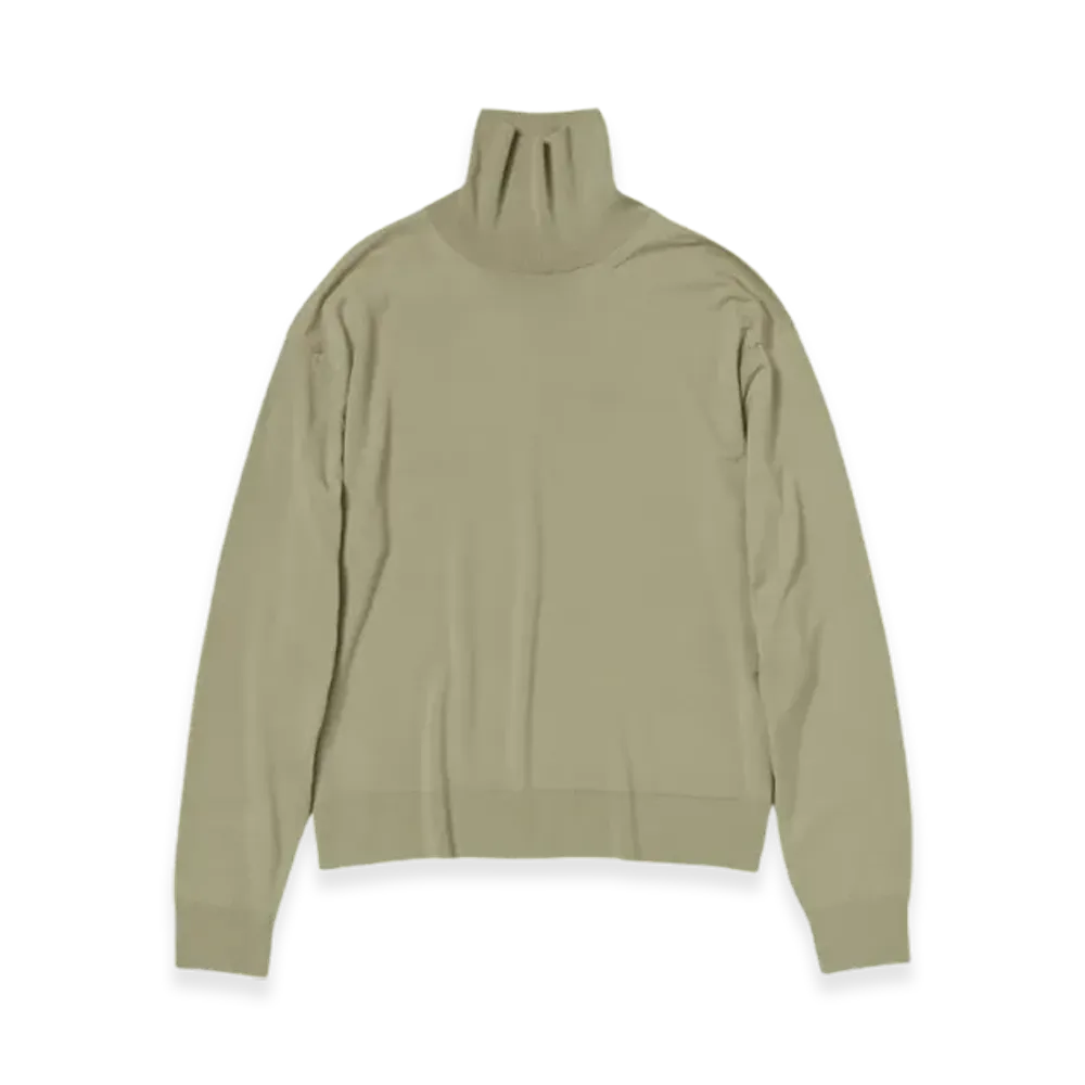 AURALEE Super High Gauge Wool Knit Turtle "Khaki Beige"