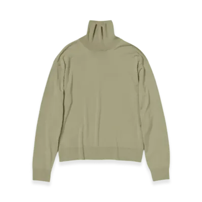 AURALEE Super High Gauge Wool Knit Turtle "Khaki Beige"