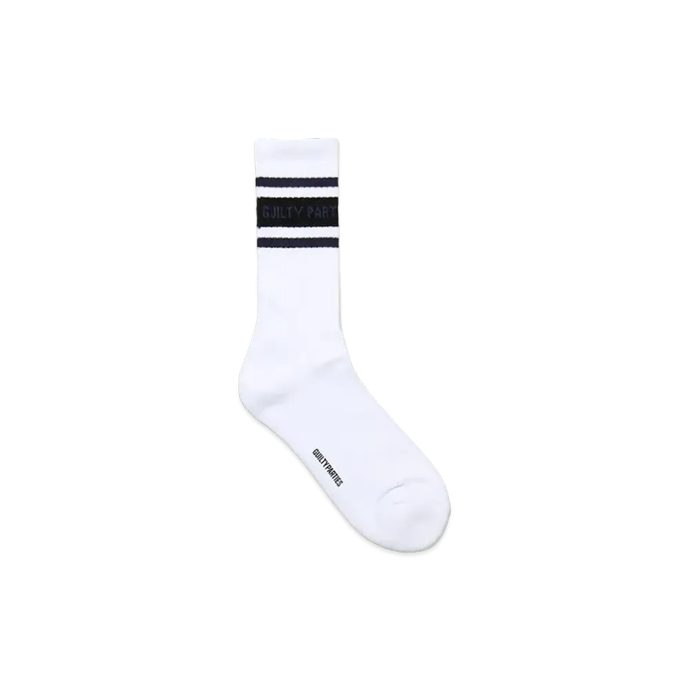 WACKO MARIA Logo Jacquard Socks "White/Navy"
