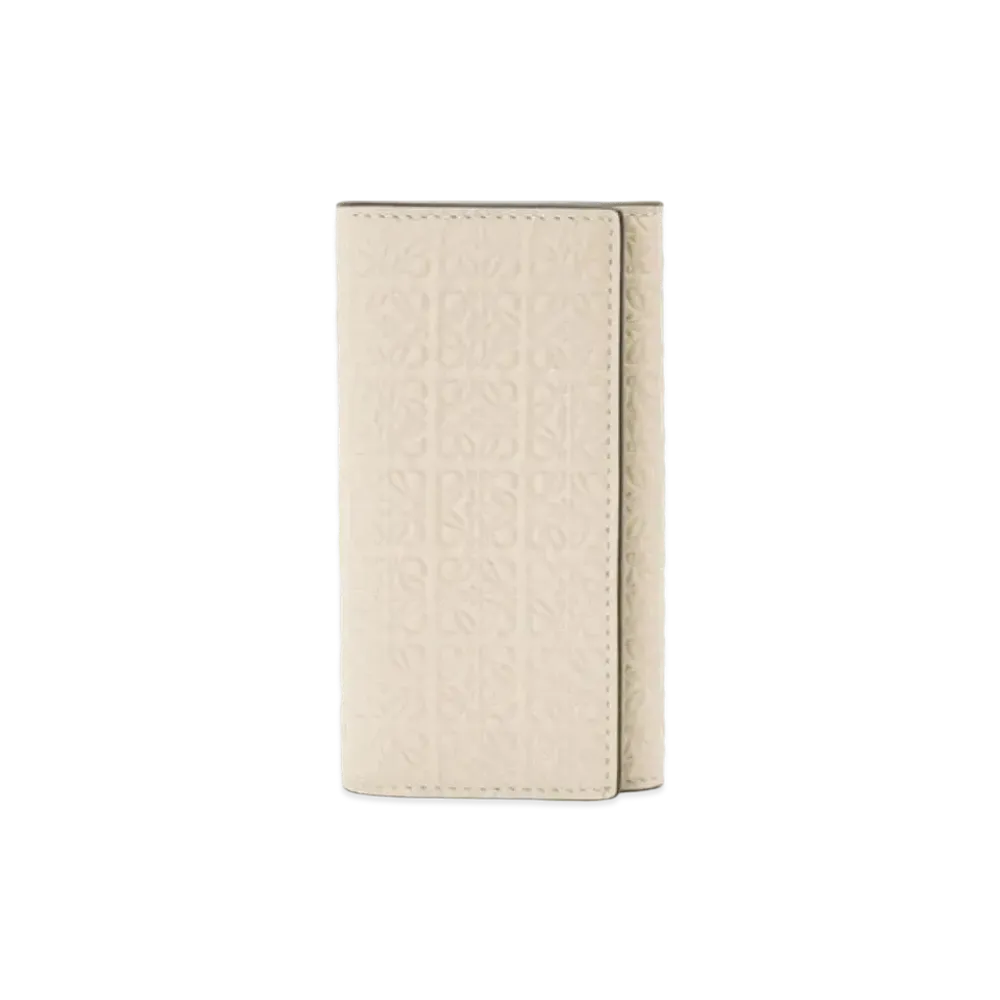 LOEWE Repeat Key Case Embossed Silk Calf "Light Oats"