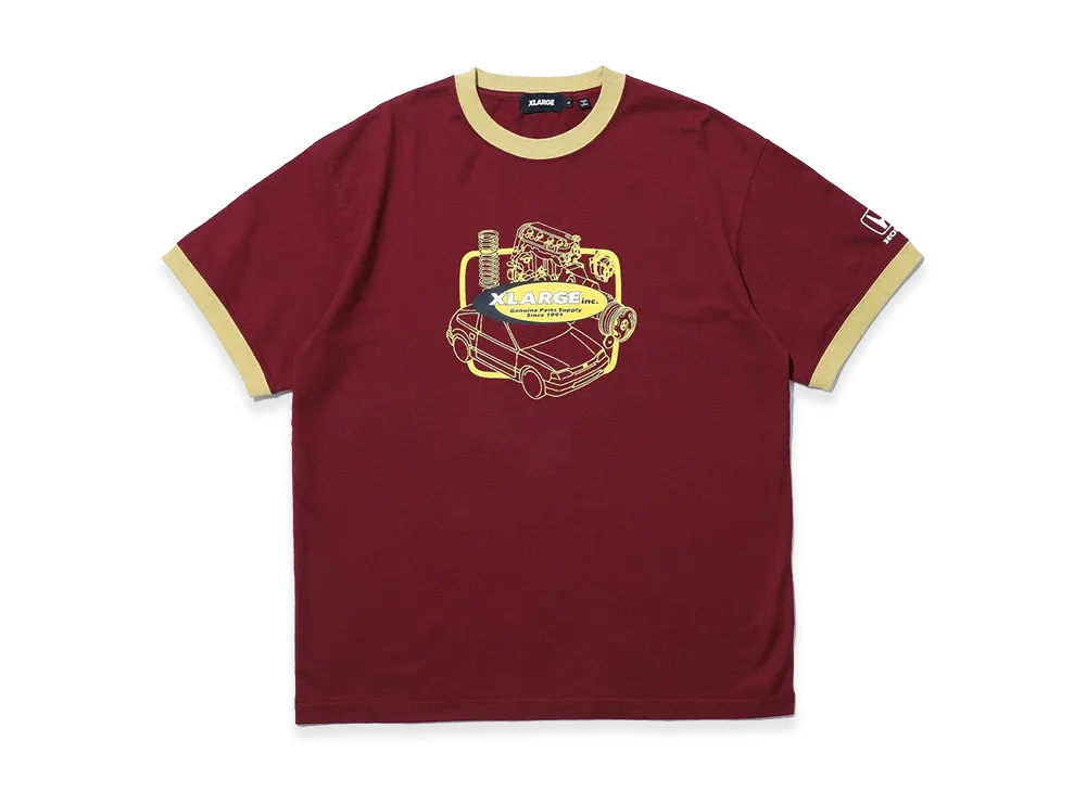 XLARGE x Honda Parts Suppliers Ringer S/S Tee "Burgundy"