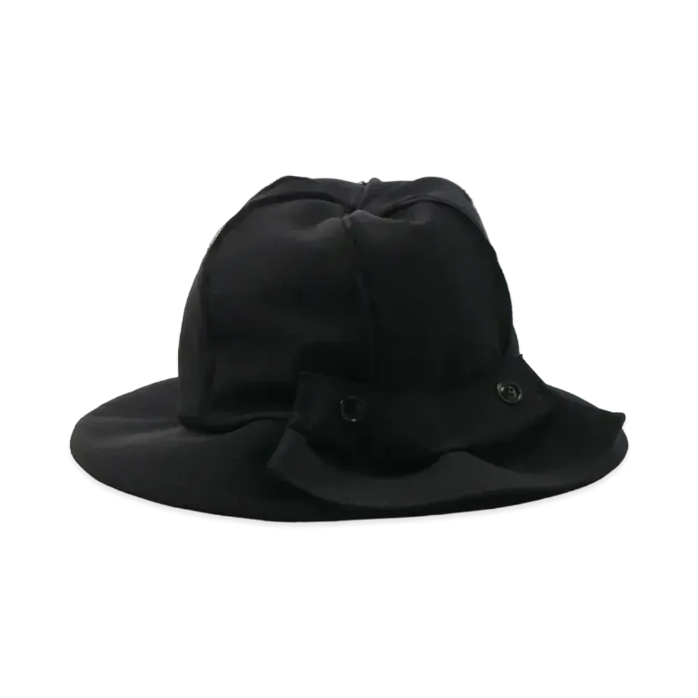 Yohji Yamamoto Y's WOOL GABARDINE BUTTON CLOCHE "Black"