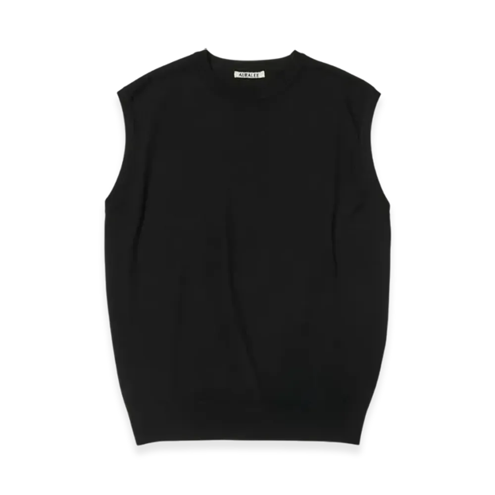 AURALEE Super High Gauge Wool Knit Vest "Black"