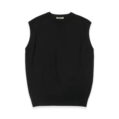 AURALEE Super High Gauge Wool Knit Vest "Black"
