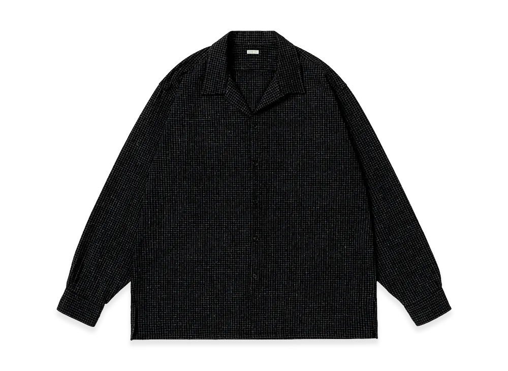A.PRESSE Silk Nep Loop Collar Shirt "Black"