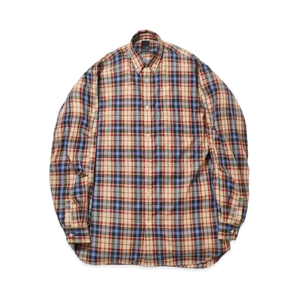 DAIWA PIER39 Tech Button Down Shirts L/S Tartan Plaids "Beige"