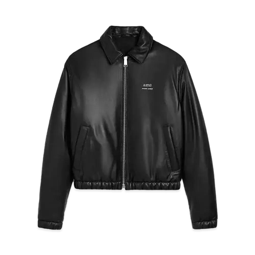 AMI PARIS Smooth Lamb Leather Down Jacket "Black"