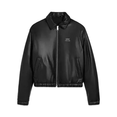 AMI PARIS Smooth Lamb Leather Down Jacket "Black"