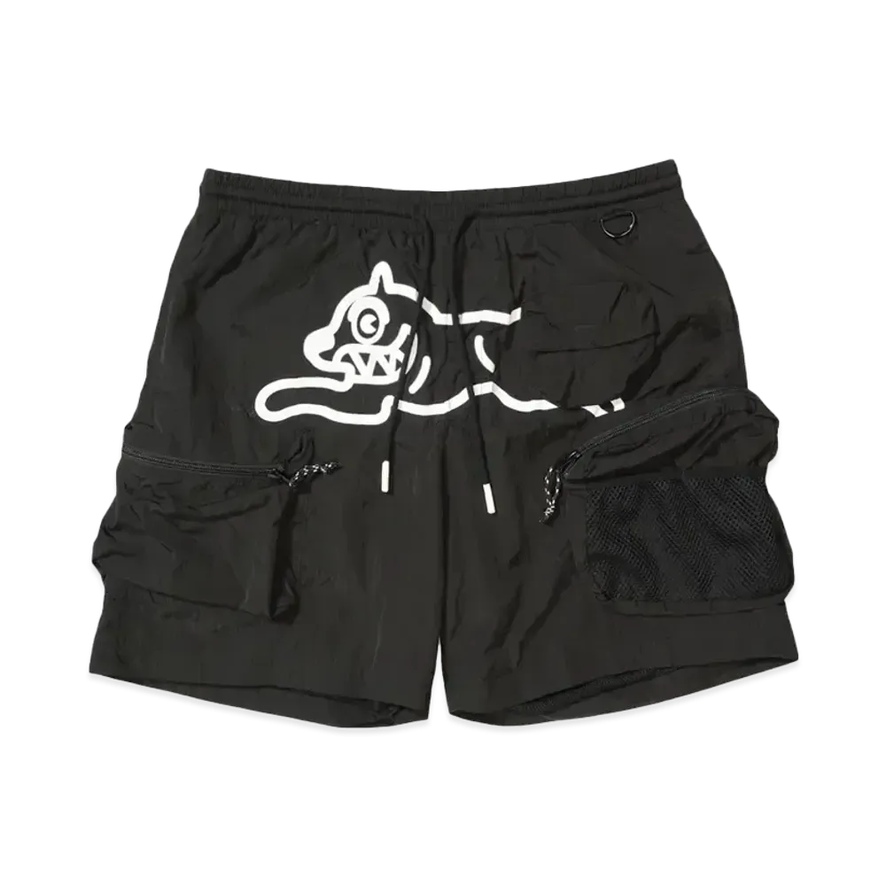 ICECREAM HIKER NYLON MULTI POCKET CARGO SHORTS "BLACK"