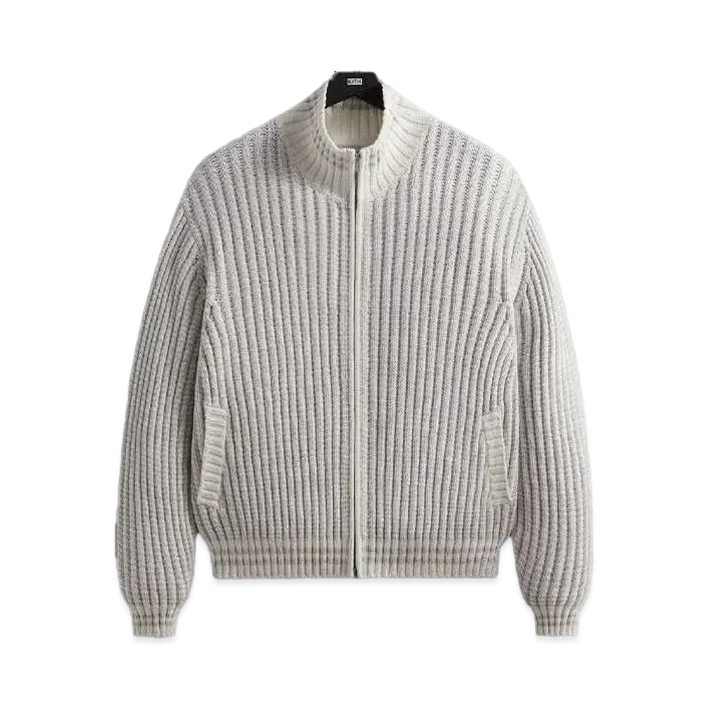 Kith Wyona Open Knit Full Zip Sweater "Light Heather Grey"