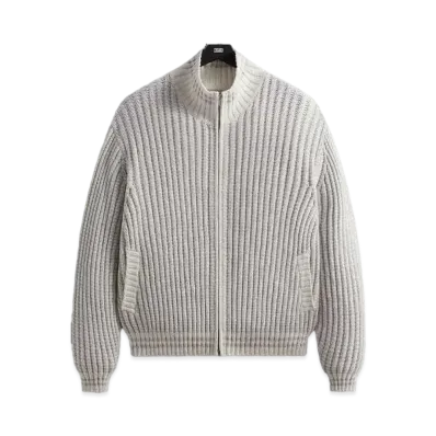 Kith Wyona Open Knit Full Zip Sweater "Light Heather Grey"