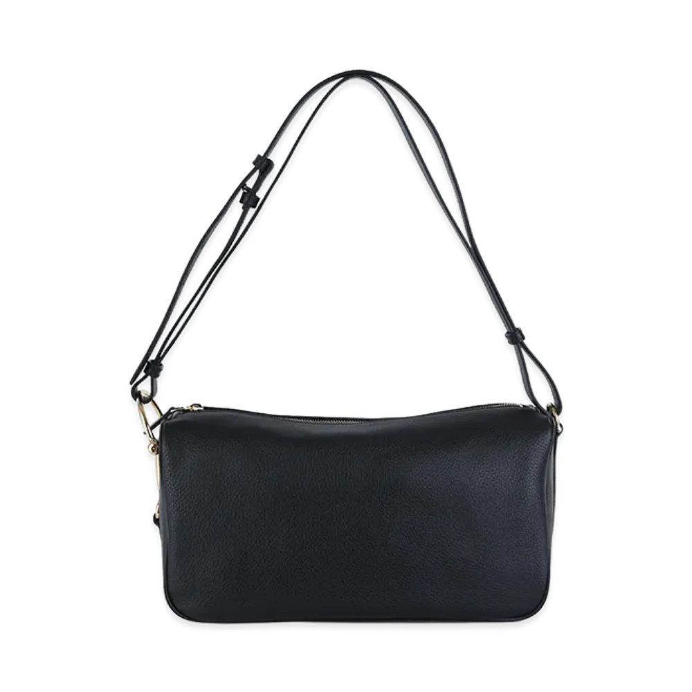 GUCCI Women's Leather Medium Gucci Half Horsebit Shoulder Bag "Black"