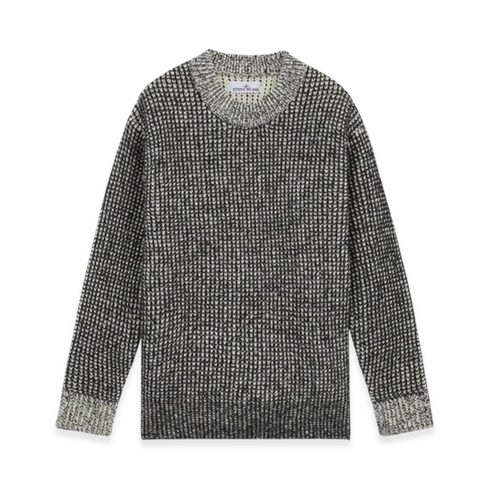 Stone Island 541XA Marina Double Weave Wool Nylon Oversized Fit Crewneck Sweater - 24FW "Ink Blue"