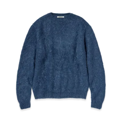 AURALEE Brushed Super Kid Mohair Knit P/O "Light Navy"
