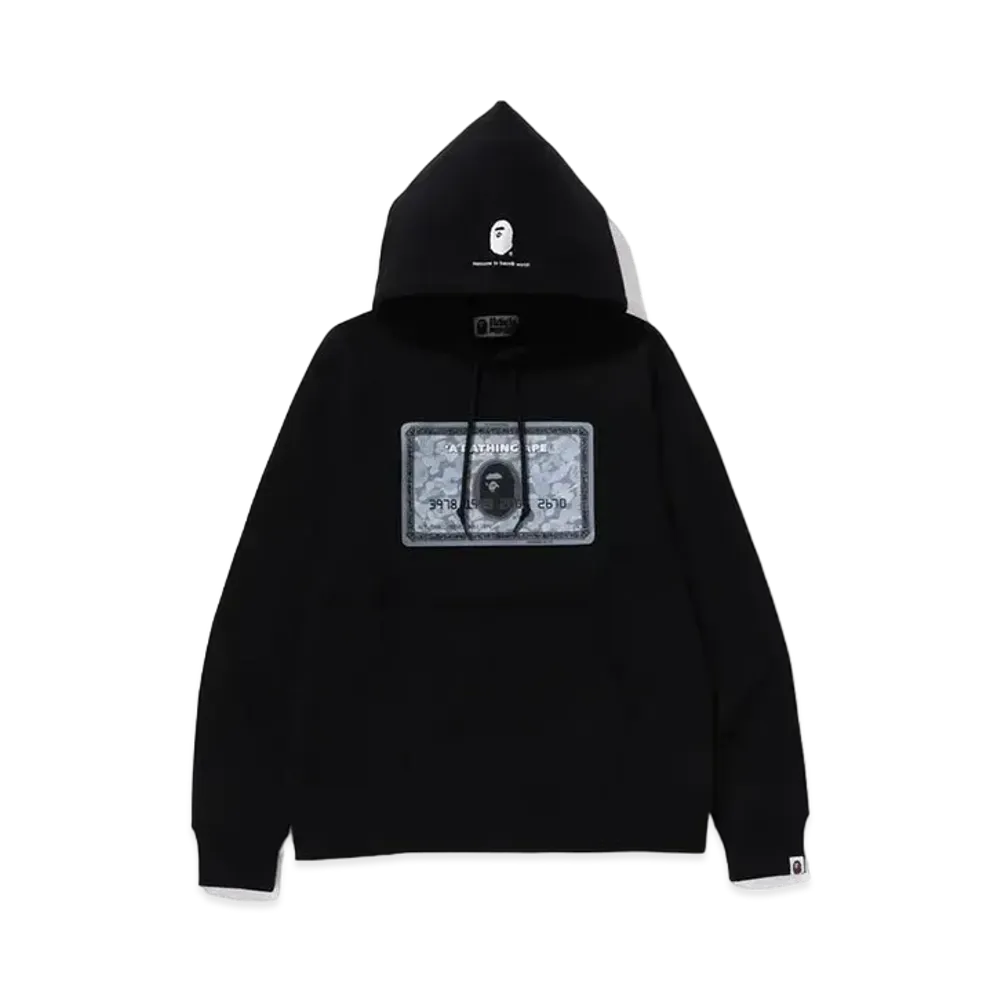 A BATHING APE Bape Card Pullover Hoodie "Black/Silver"