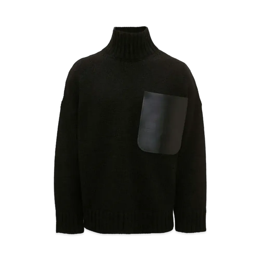 JW ANDERSON Leather Patch Pocket Jumper "Black"