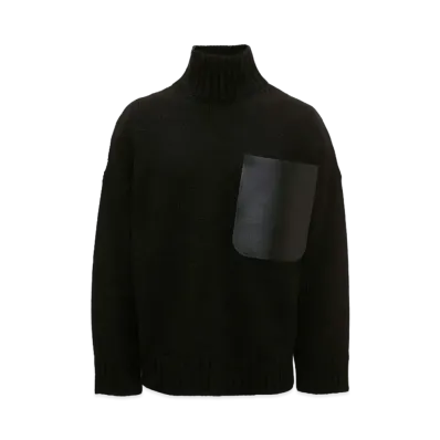 JW ANDERSON Leather Patch Pocket Jumper "Black"