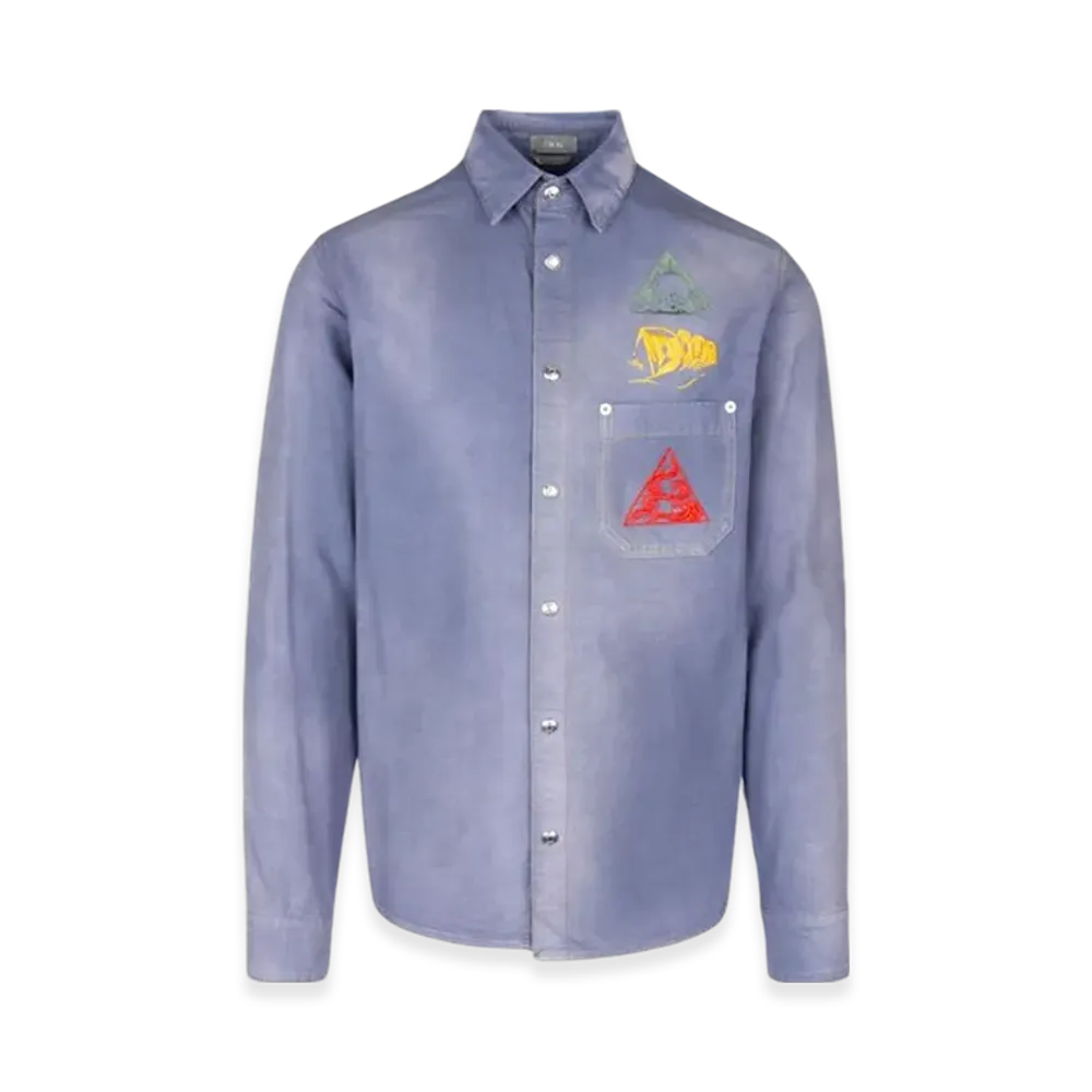 Dior Embroidered Cotton Denim Shirt "Blue"