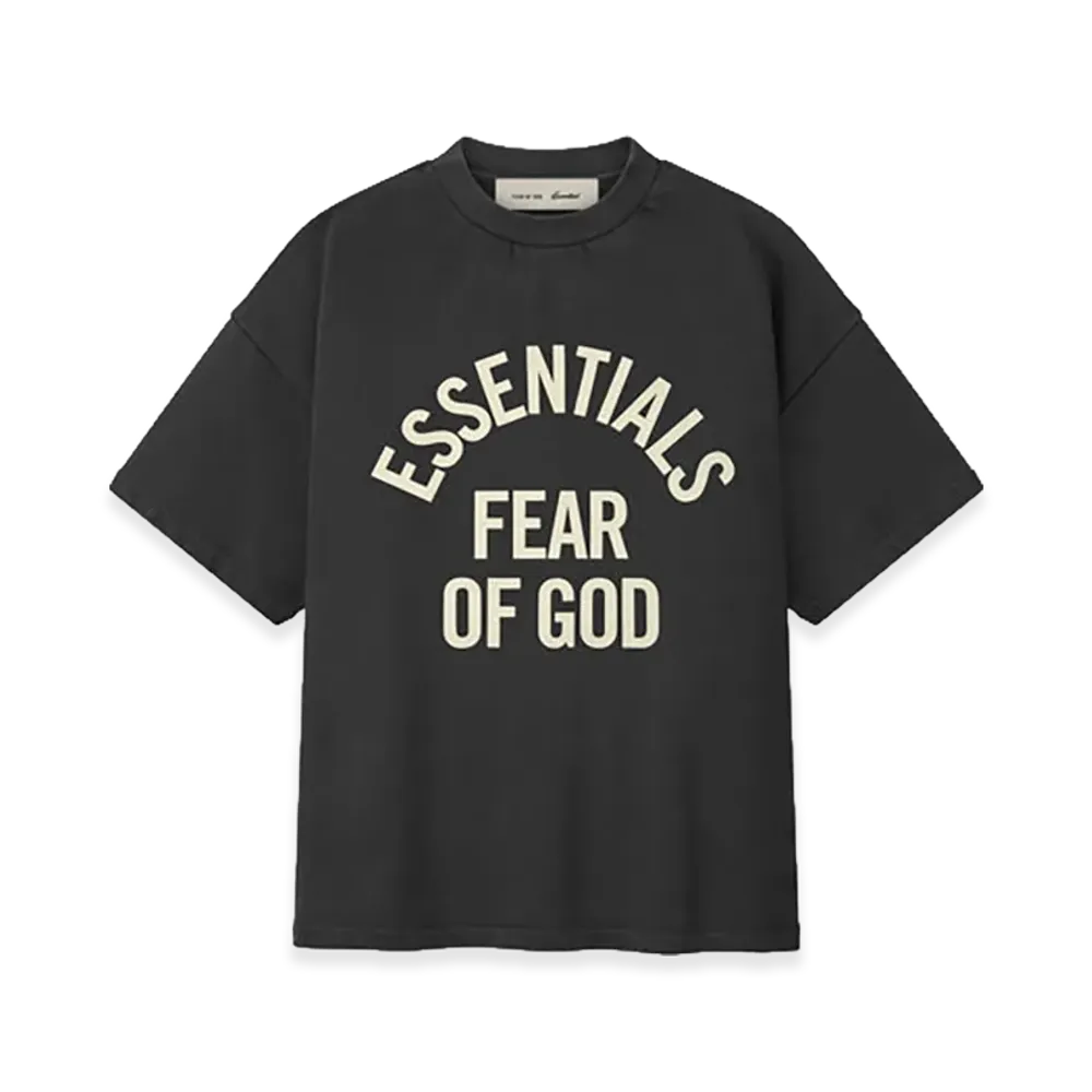 FEAR OF GOD ESSENTIALS Kids Campus 90s Short Sleeve Tee "Faded Black"