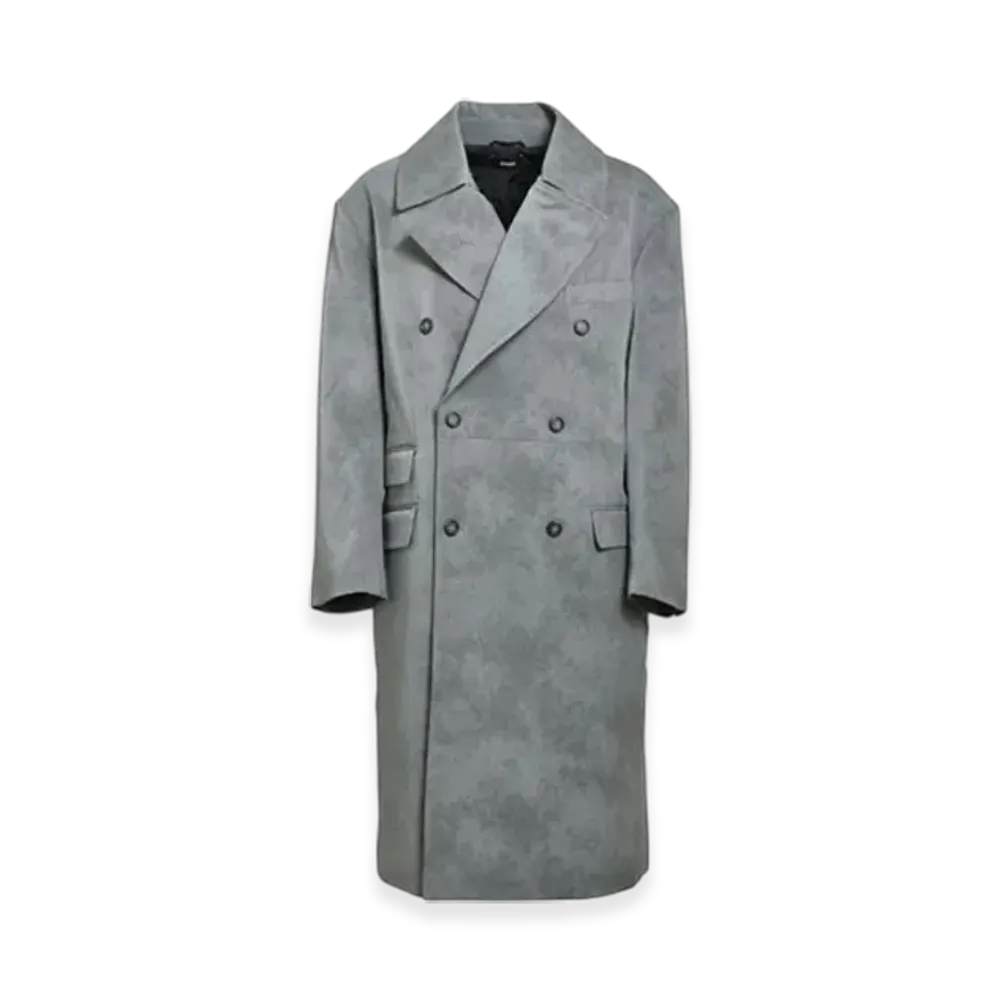 BREATH Faux Leather Double Breasted Coat "Grey"