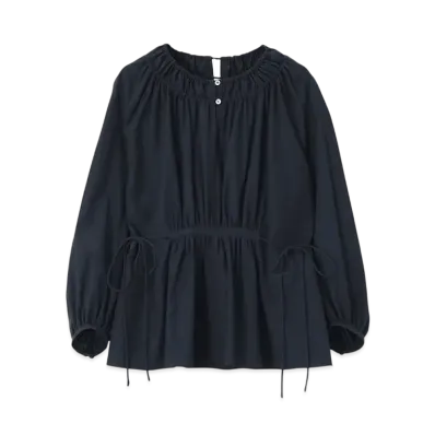 Paul Smith Women's Solid Gathered Blouse "Navy"