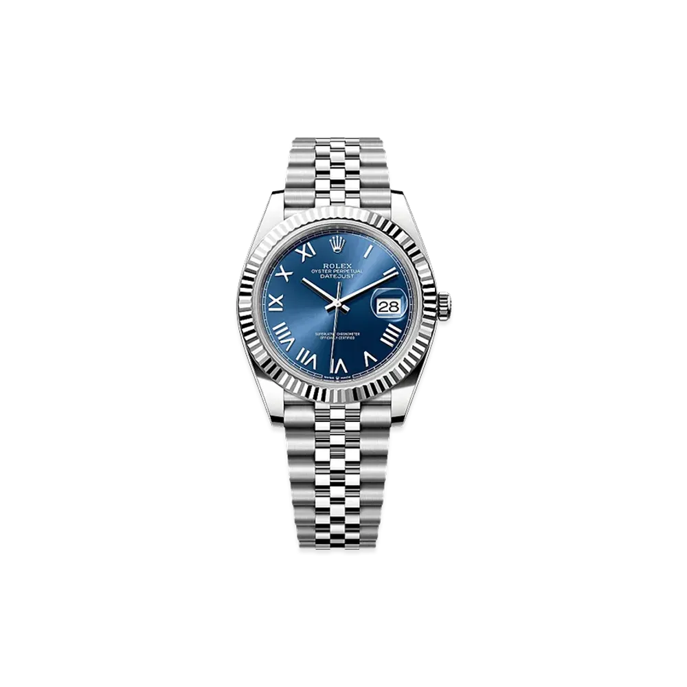 ROLEX Datejust 41 Oystersteel & White Gold "Bright Blue"