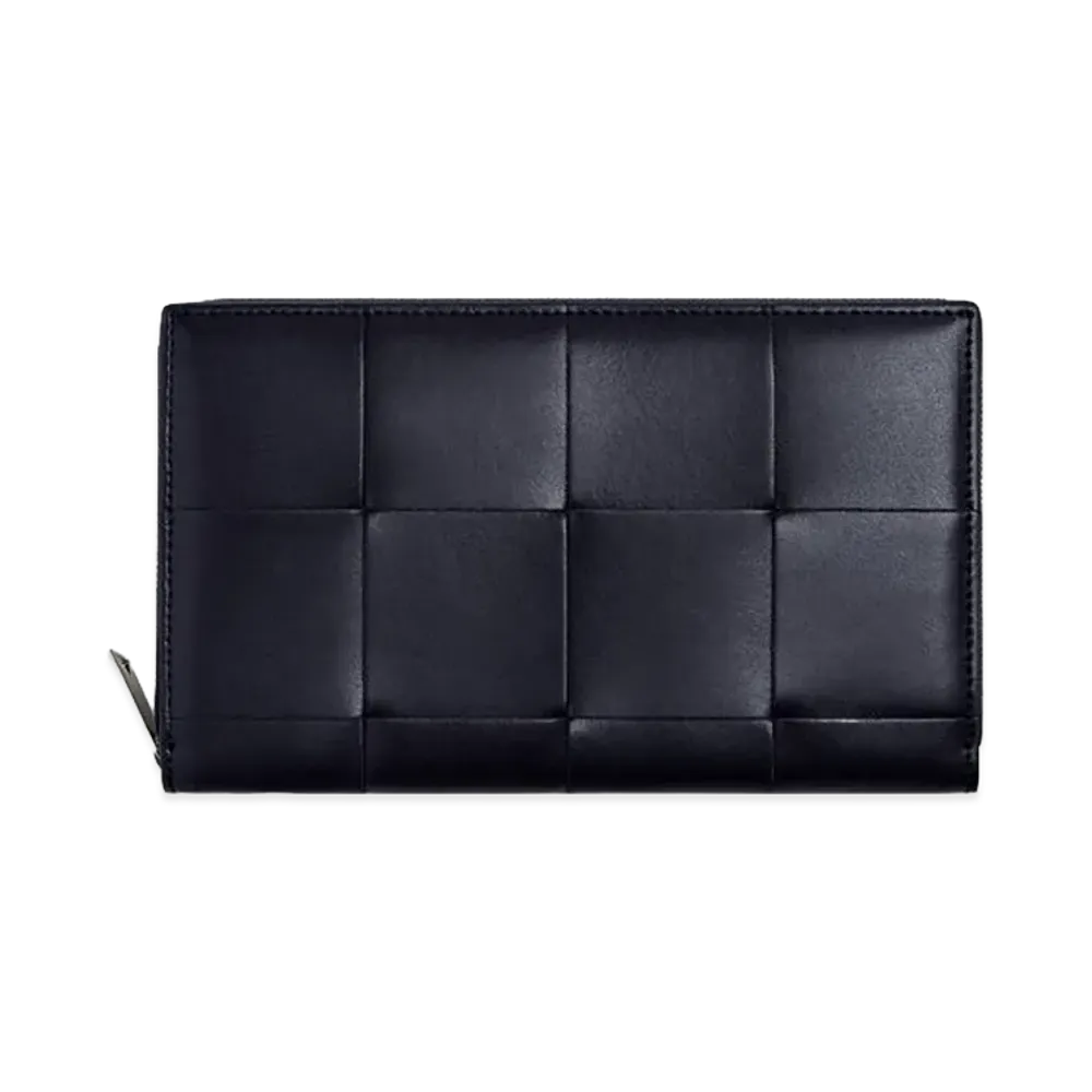 Bottega Veneta Intrecciato Zip Around Wallet "Nocturnal/Royal Blue"