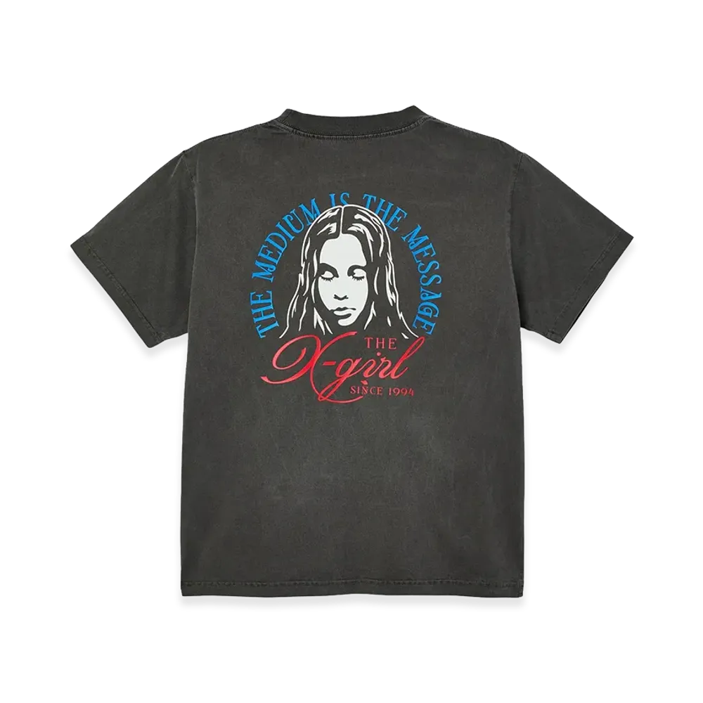 X-Girl Women's Faded Tri-Color Face S/S Tee "Black"