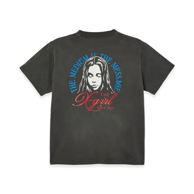 X-Girl Women's Faded Tri-Color Face S/S Tee "Black"