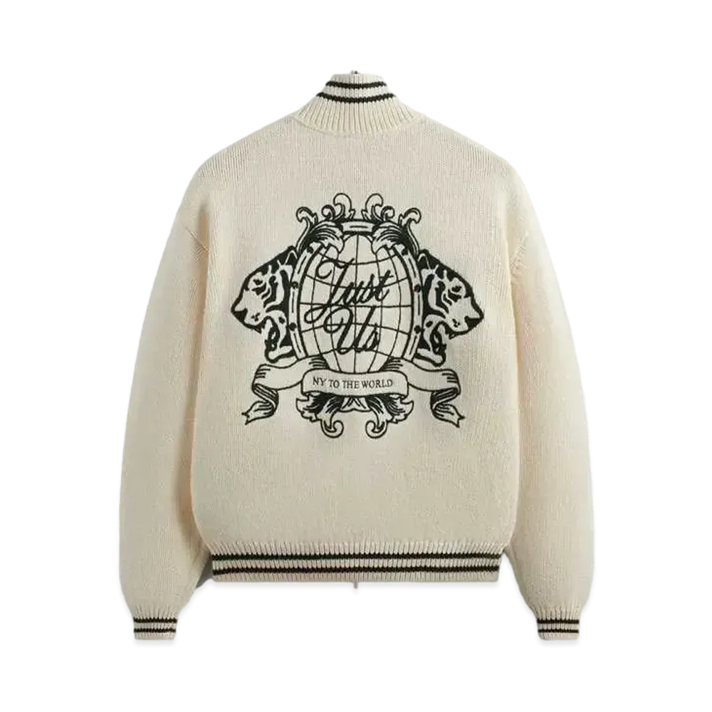 Kith Wyona Full Zip Varsity Sweater "Sandrift"