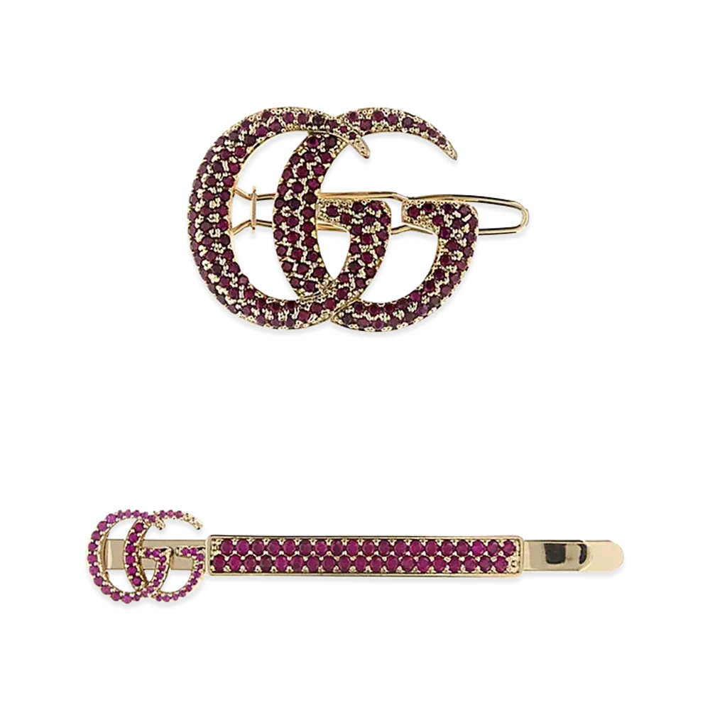 GUCCI Women's Platinum Metal Hair Clips Set "Gold"