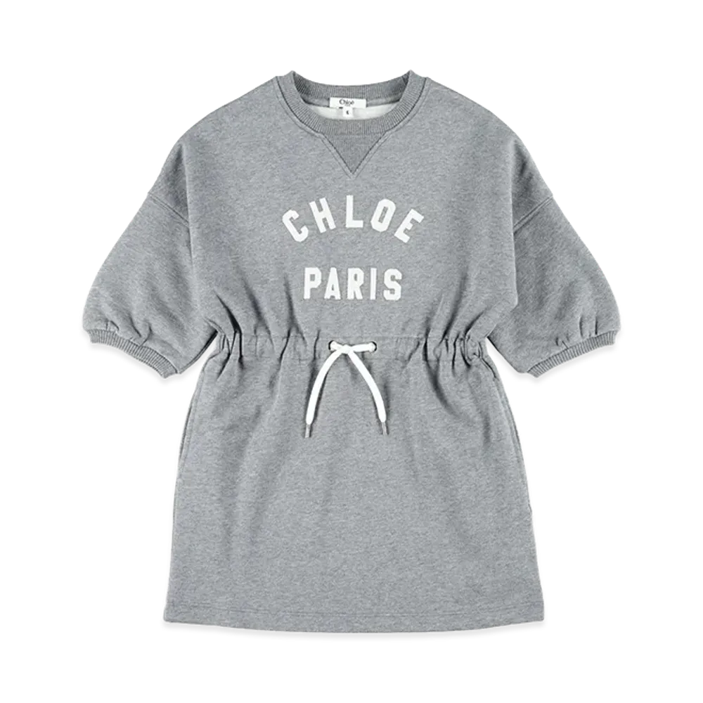 Chloe Kids Sweatshirt Dress With Logo "Gray"