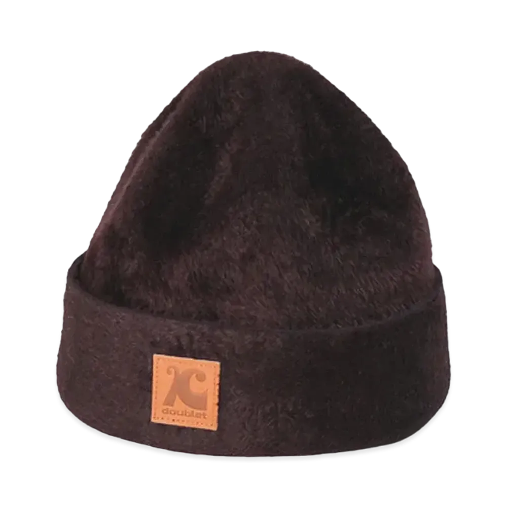 doublet x KIJIMA TAKAYUKI Leather Patch Felt Beanie "Brown"