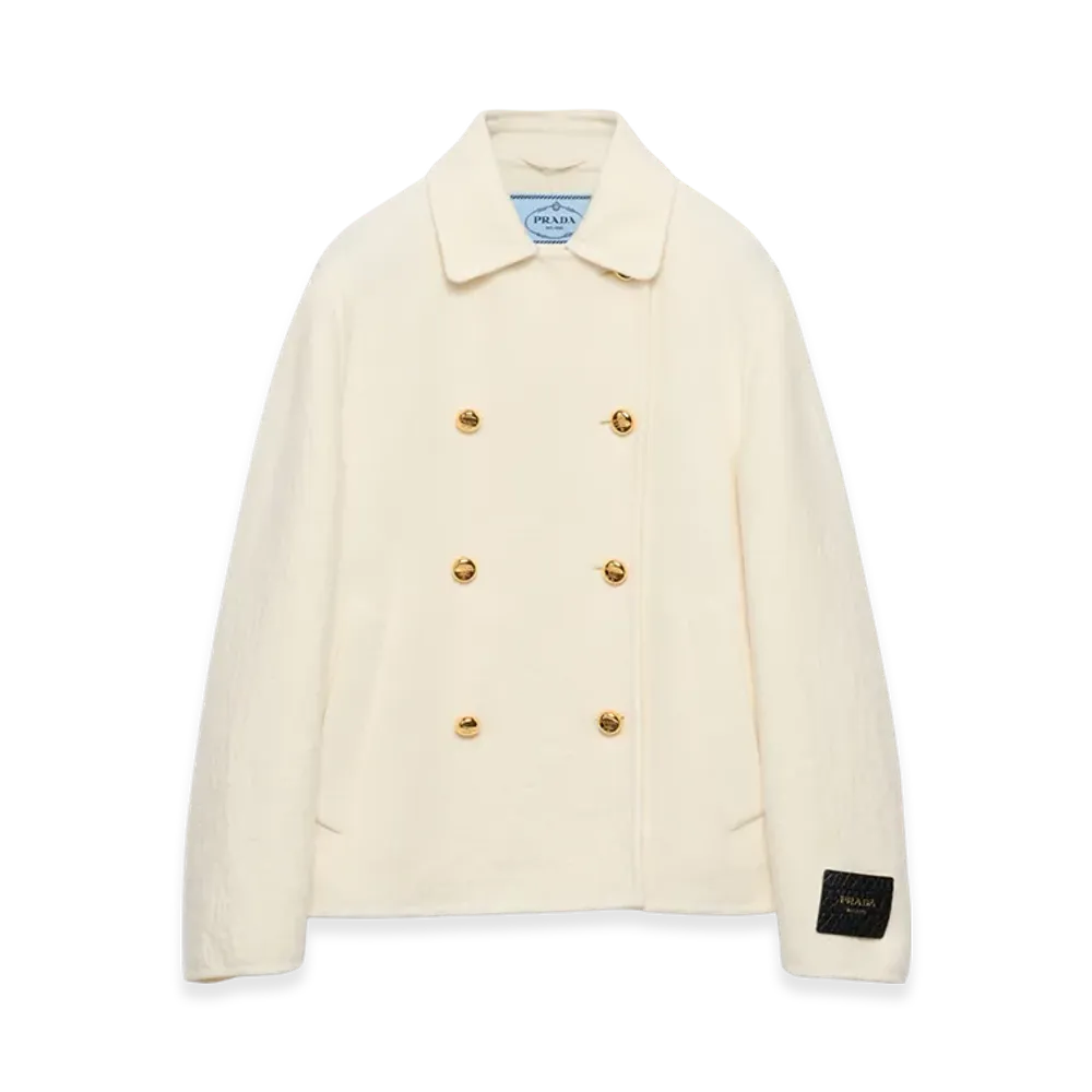 PRADA Women's Double-Breasted Twill Jacket "Ivory"