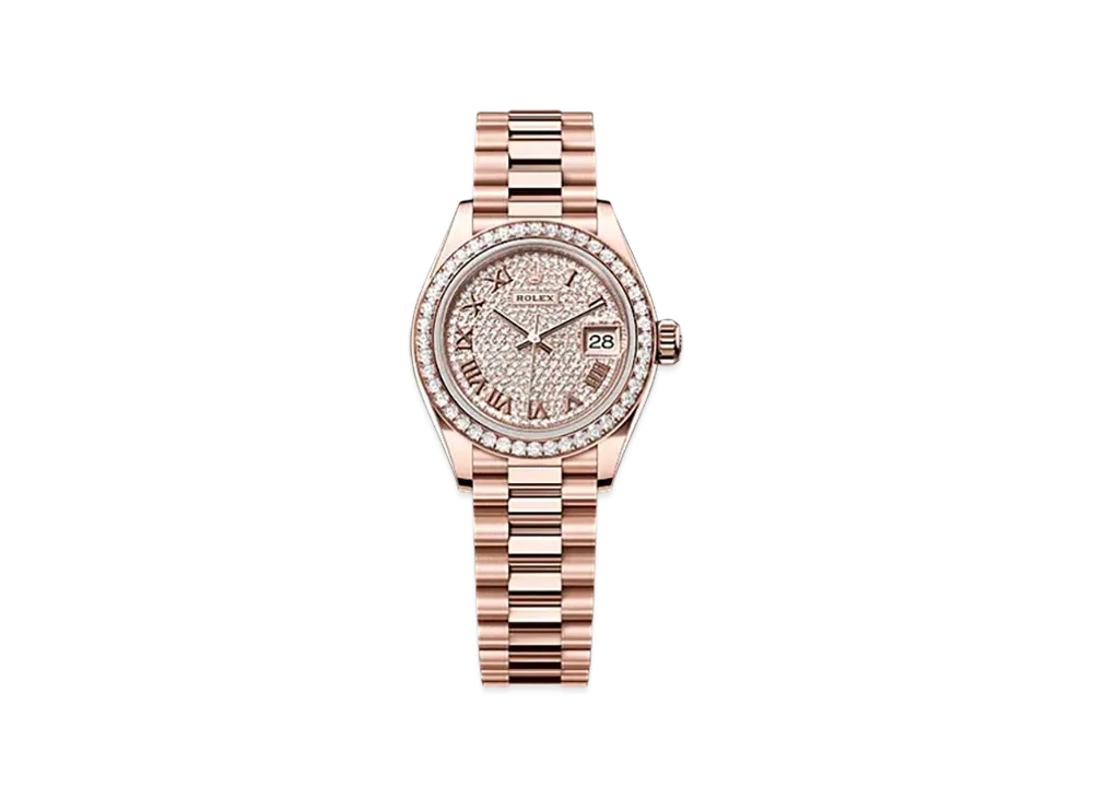 ROLEX Lady-Datejust 28mm Everose Gold Diamond 279135RBR "Pave diamonds"