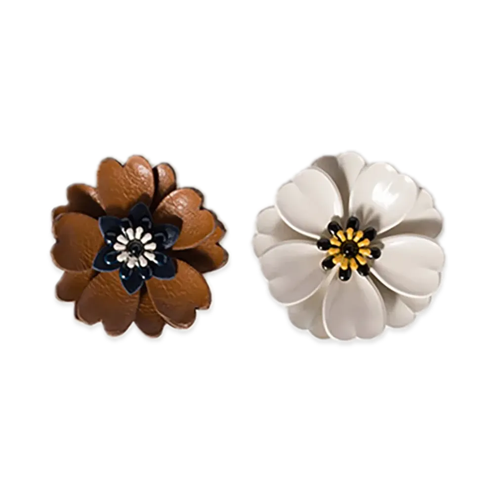 MIU MIU Earrings with Metal and Leather "Gold/Off-White/Cognac"