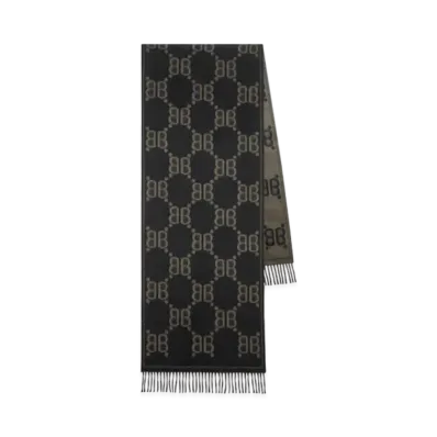 GUCCI x BALENCIAGA The Hacker Allover Logo Macro Scarf "Charcoal"