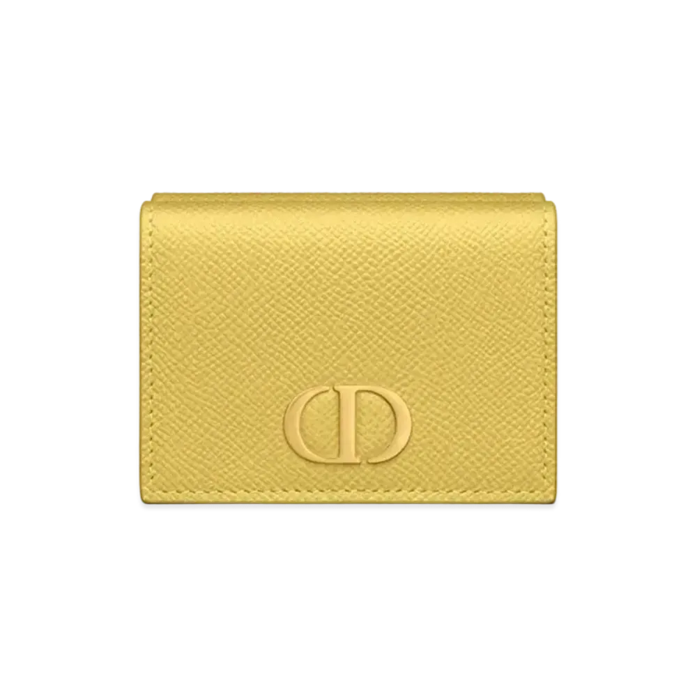 Dior 30 Montaigne Compact Wallet Grained Calfskin "Mustard Yellow"