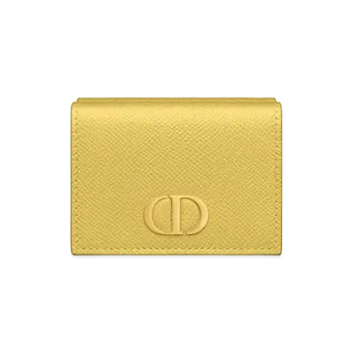 Dior 30 Montaigne Compact Wallet Grained Calfskin "Mustard Yellow"