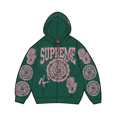Supreme Knowledge Reigns Zip Up Hooded Sweatshirt "Dark Green"