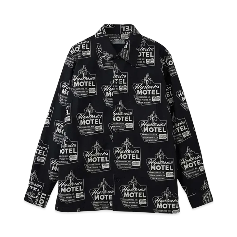 HYSTERIC GLAMOUR Hysteric Motel Pattern Flat Collar Shirt "Black"