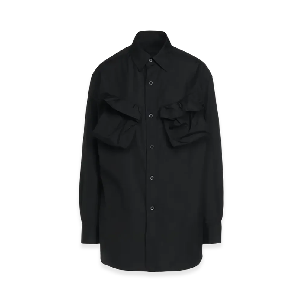 S'YTE Cotton Broad Cloth Deconstructed Chest Pockets Shirt "Black"