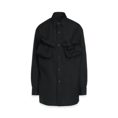 S'YTE Cotton Broad Cloth Deconstructed Chest Pockets Shirt "Black"
