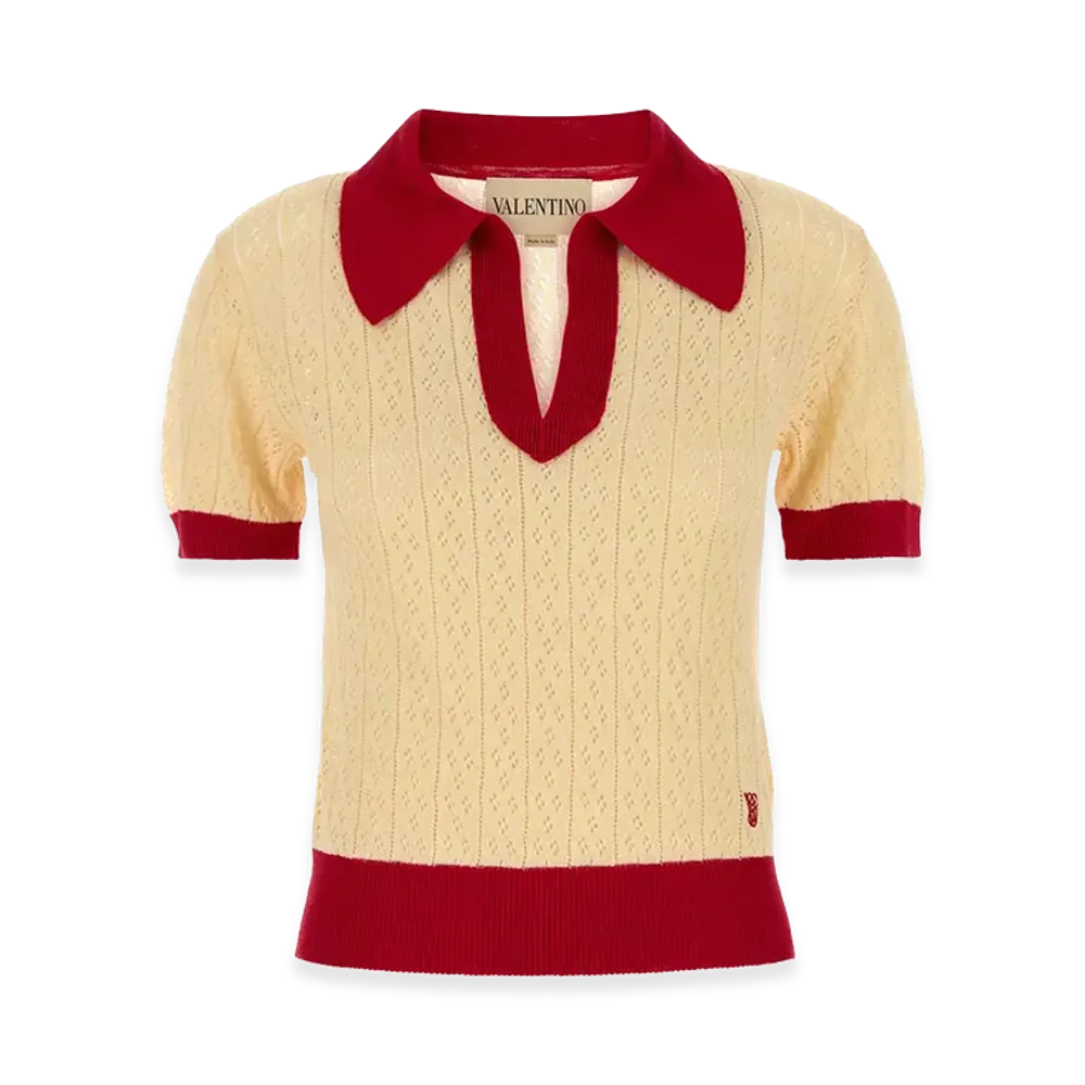 Valentino Women's Two-Tone Linen Blend Polo Shirt "Multicolor"